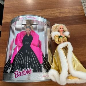Two Barbie Vintage 1998 and 1994 Happy Holidays Edition, one NIB